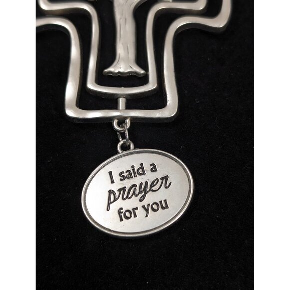 Cross Christmas Ornament I Said A Prayer For You Silver tone Tree - Picture 2 of 7